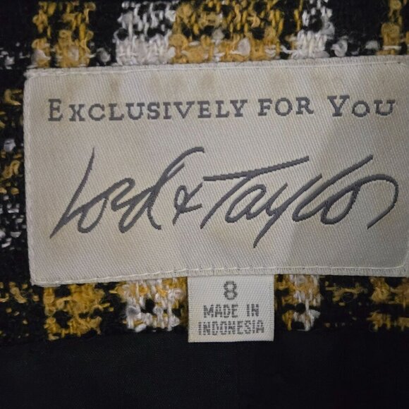 Lord & Taylor Vintage Plaid Double-Breasted  Tweed Blazer Jacket Size 8 - Picture 3 of 4